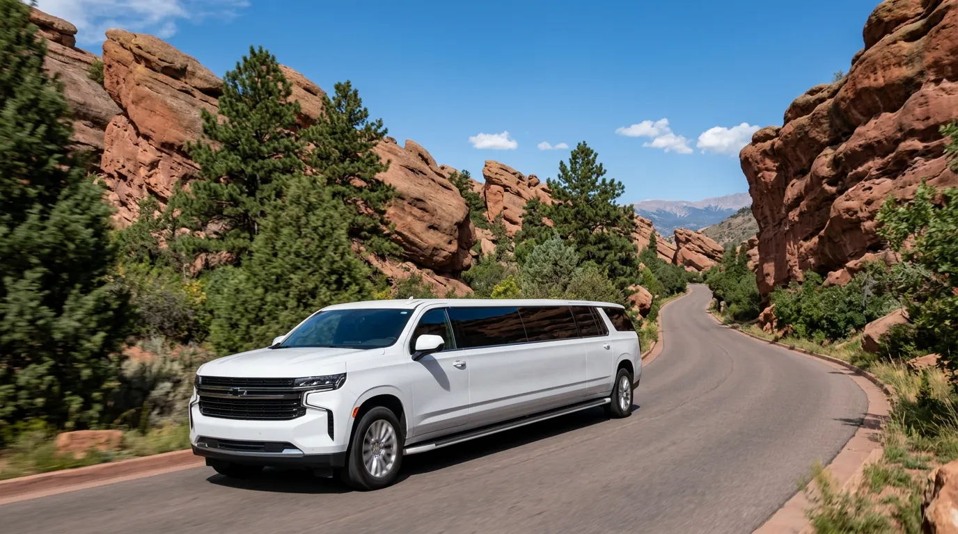 Fort Lupton white Chevy Suburban 20 passenger stretch limo